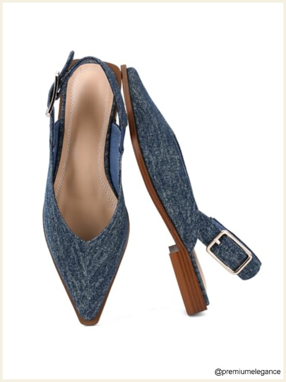 Women's Denim Mules Pointed Toe Slingback Flats Slip-On Office Work